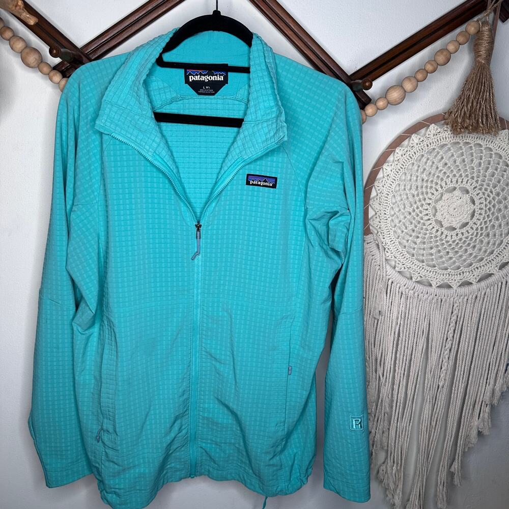 Patagonia R1 TechFace Blue Grid Full Zip Jacket
